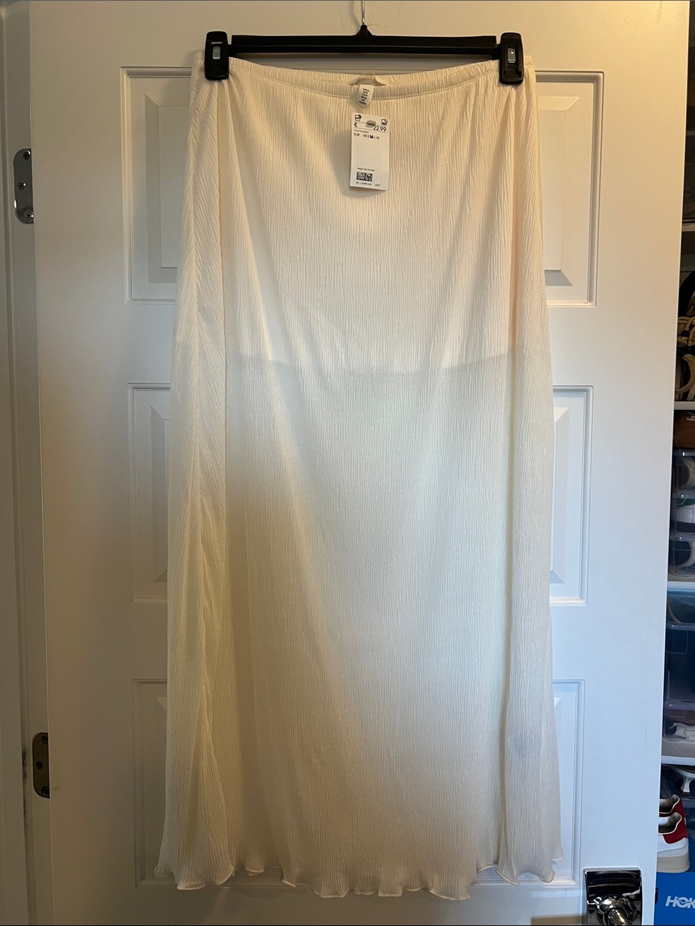 H&M Cream Pleated Maxi Slip Skirt